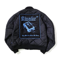 Awake NY Quilted patch bomber jacket Black