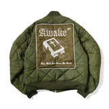 Awake NY Quilted patch bomber jacket Olive