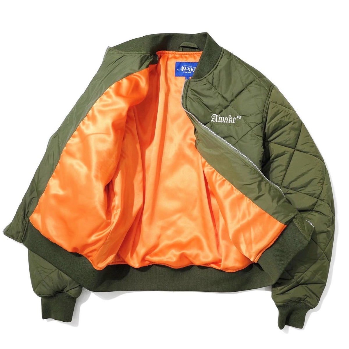 Awake NY Quilted patch bomber jacket Olive – EXTRO