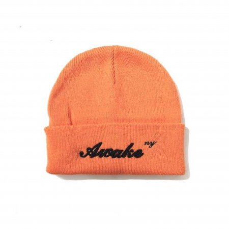 Awake NY Script logo beanie Orange – EXTRO