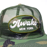Awake NY Logo patch mesh trucker cap Camo